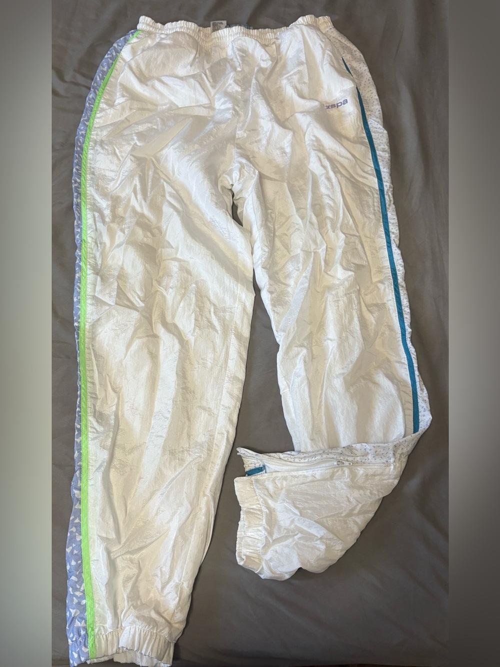 Vintage 90s IXSPA windbreaker jogger pants white and pastel size large